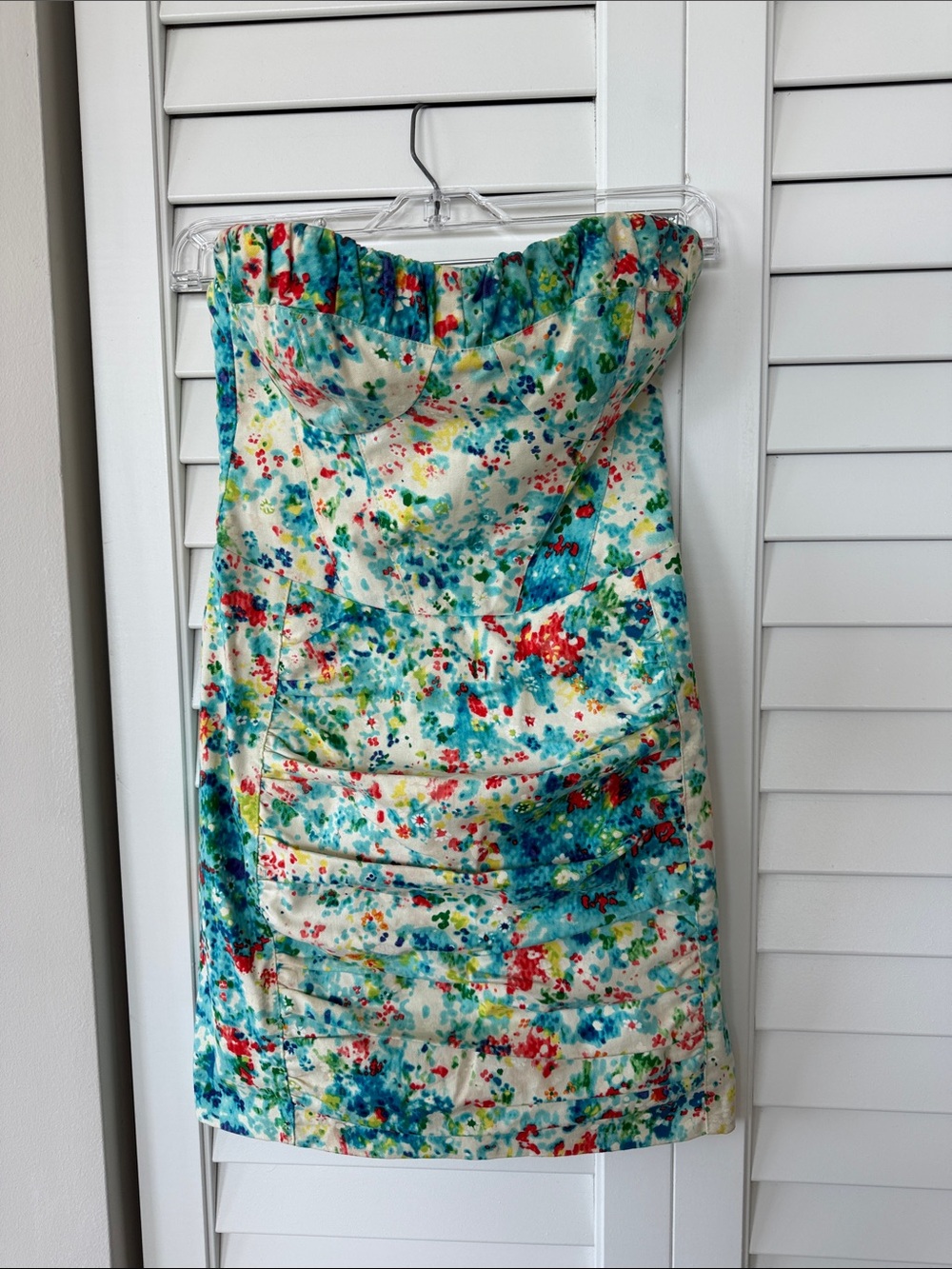 Strapless Floral Bodycon Dress in Multi-Color